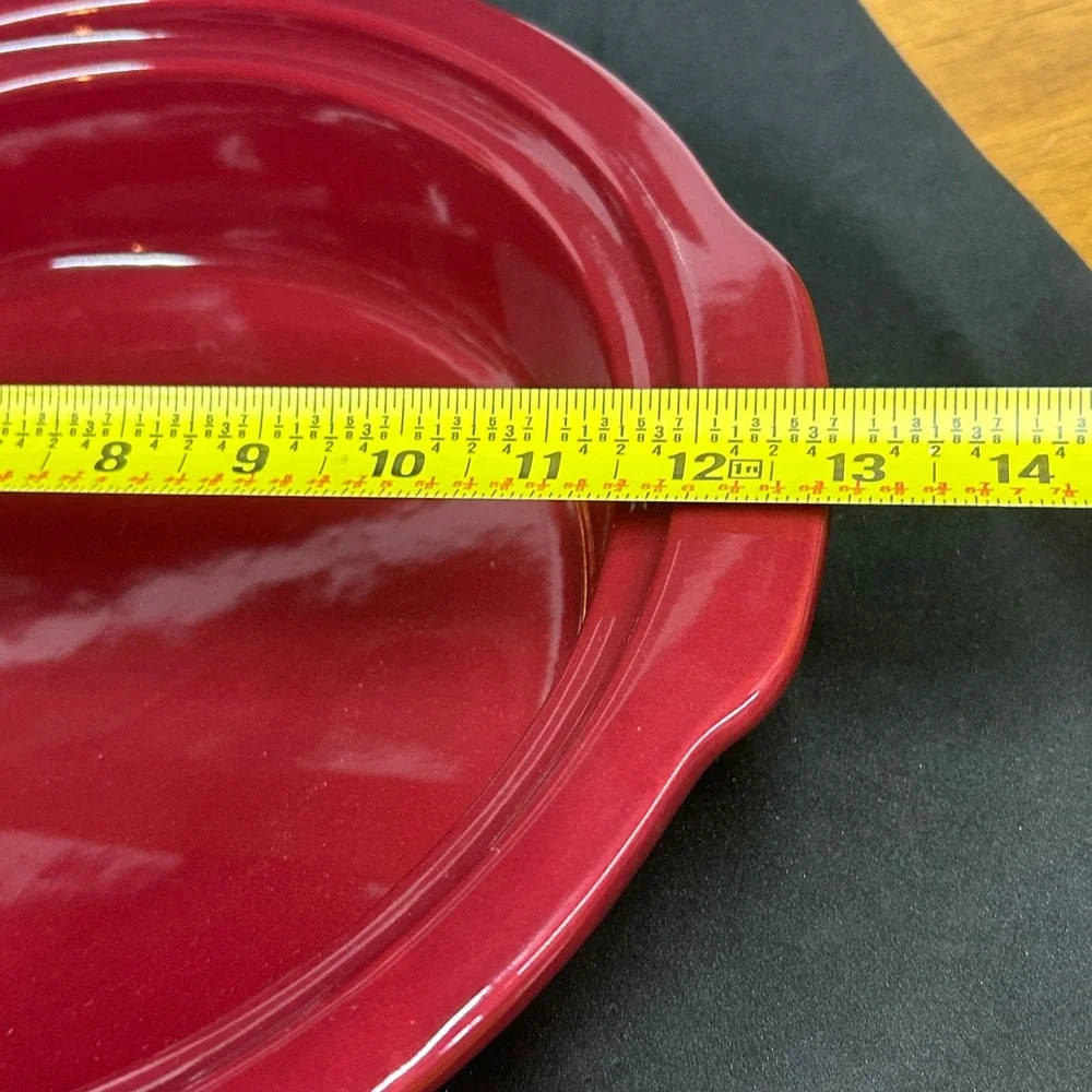 Peterboro Basket Stoneware Collection Casserole Red Round Baking Dish 13in
